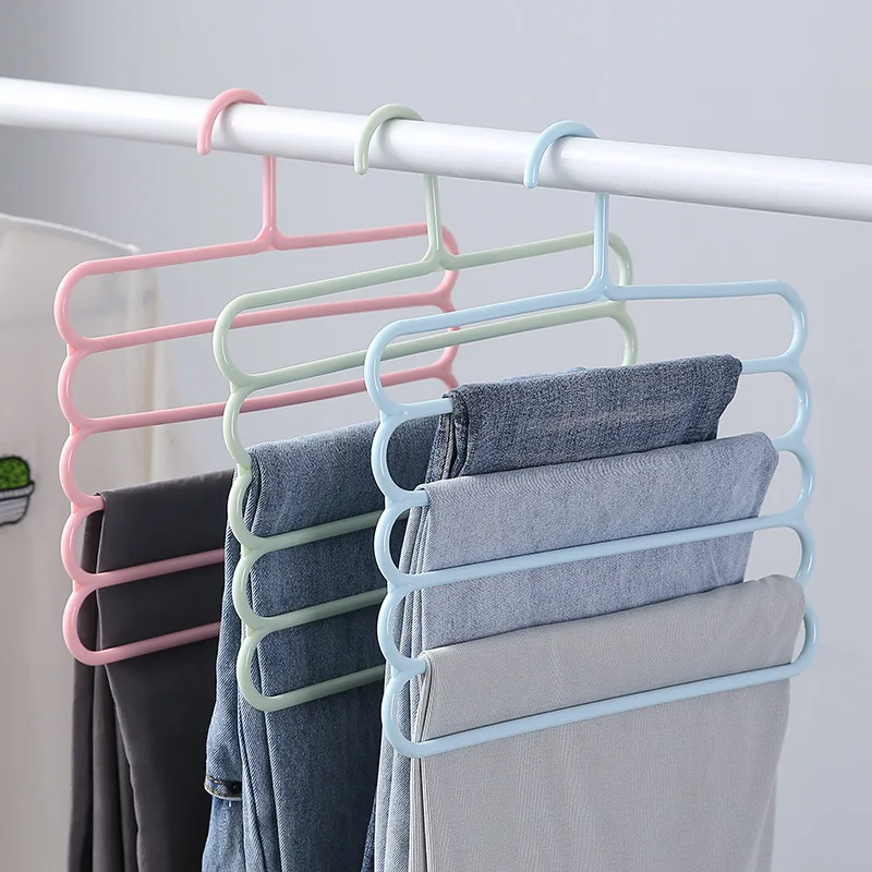 Color Non-Slip Multi-Layer Pant Rack Multi-Function Wardrobe 5-Layer Hanging Pants Hanger Scarf Hanger Silk Scarf Necktie Hanger