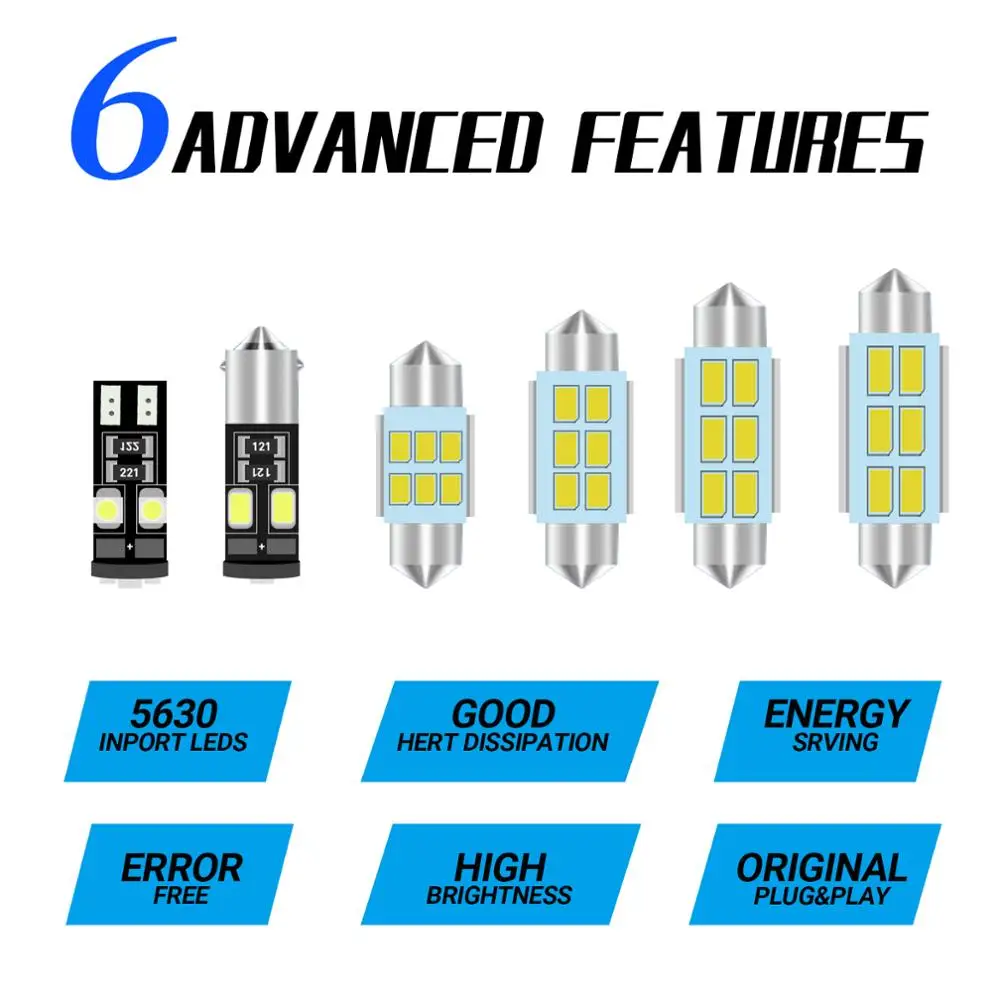 10 шт. Автомобильный светодиодный свет лампы Интерьер Пакет Комплект для 2010 2011 2012