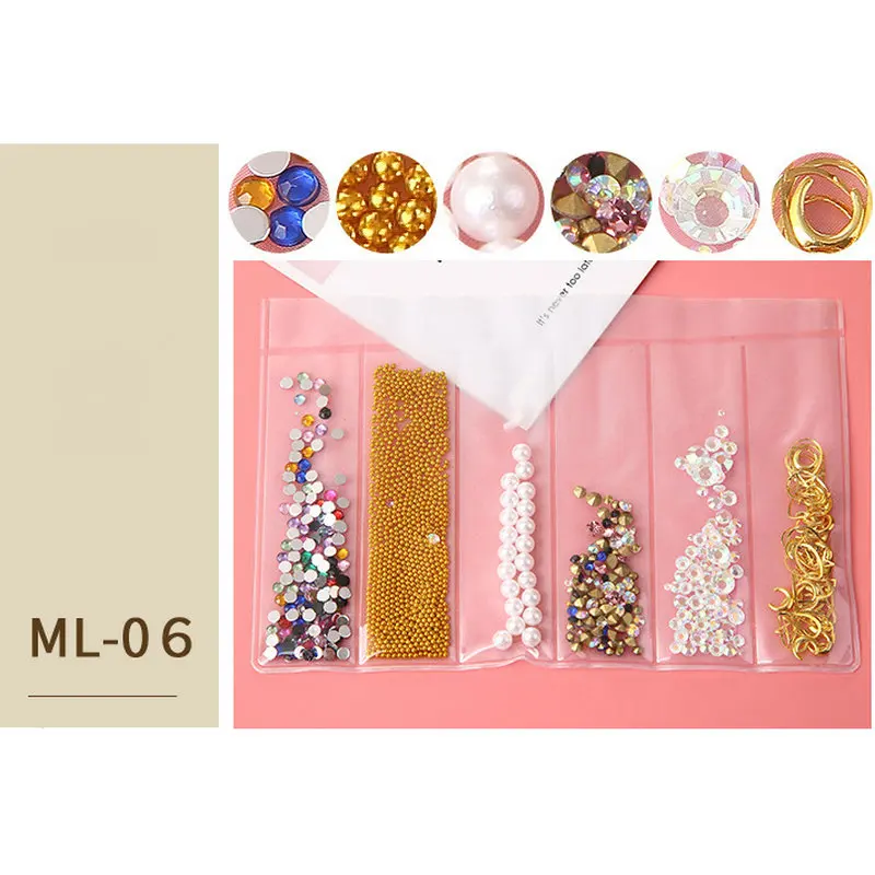 Металлические стразы блестящие патчи для ногтей заклепки 6 ячеек аксессуары