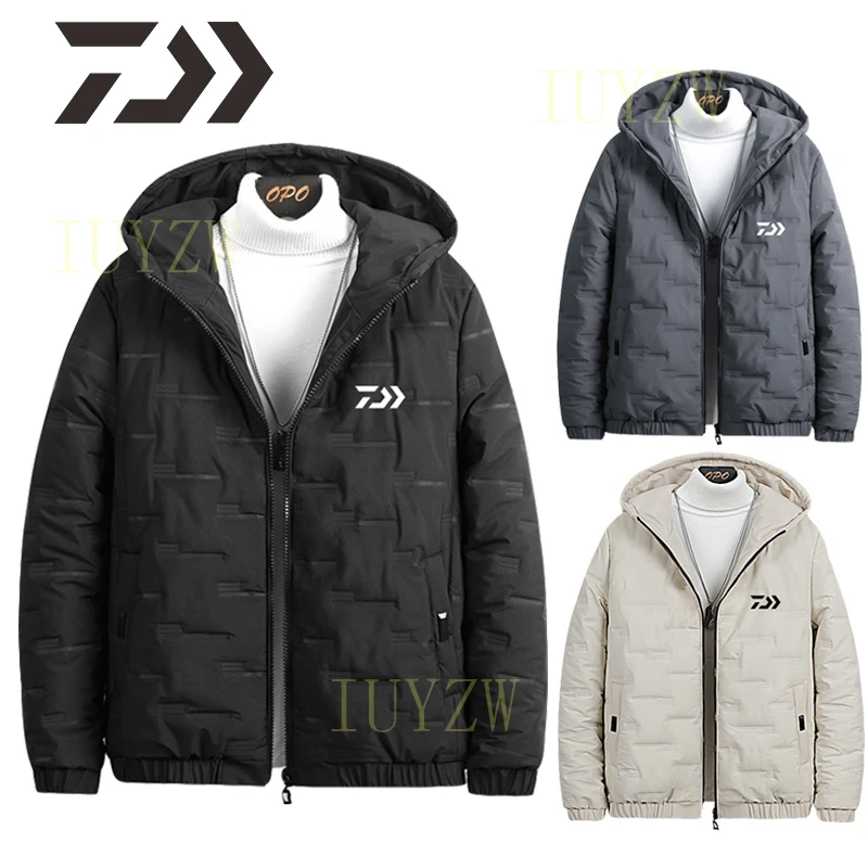 

Daiwa Winter Fishing Jacket Men's Jacket Casual Sport Fishing Wear Hooded Thermal for Fishing Clothes Cotton Durable Clothing