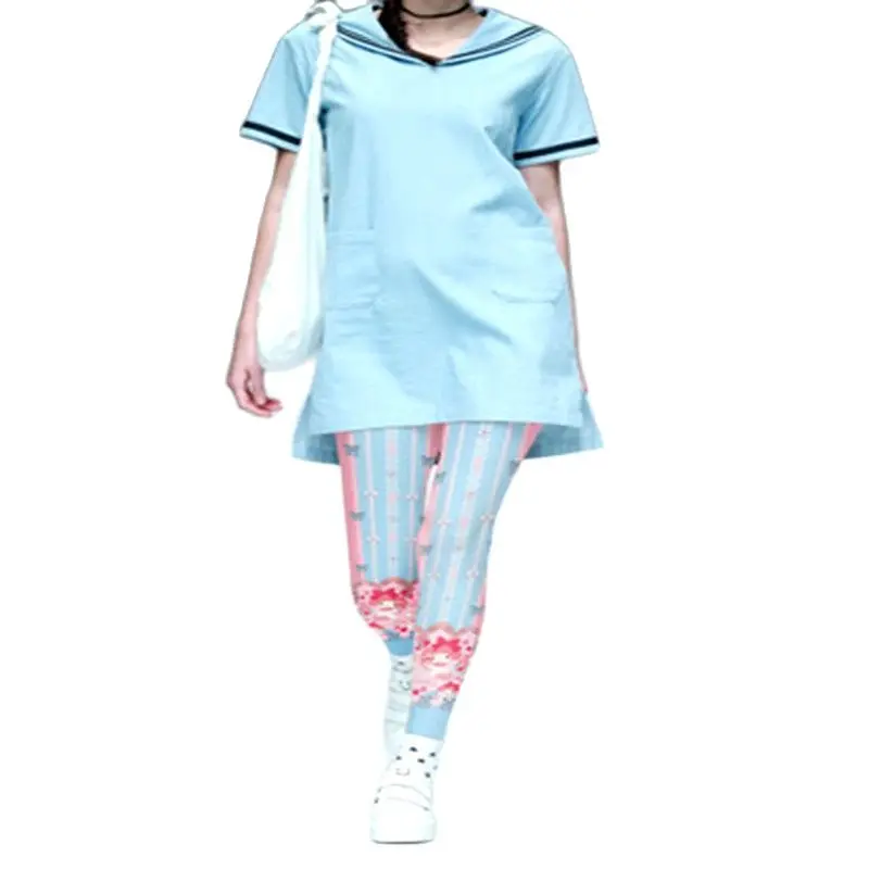 Women Tights Blue Anime Printed  Harajuku Lolita Smooth and Heat Tech Super Stretch Pantyhose Leggings for Girls Love