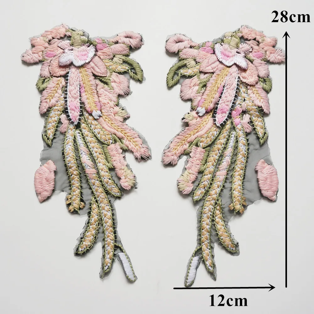 2 шт. красочная вышивка Ангел искусственное шитье цветочный воротник нашивка