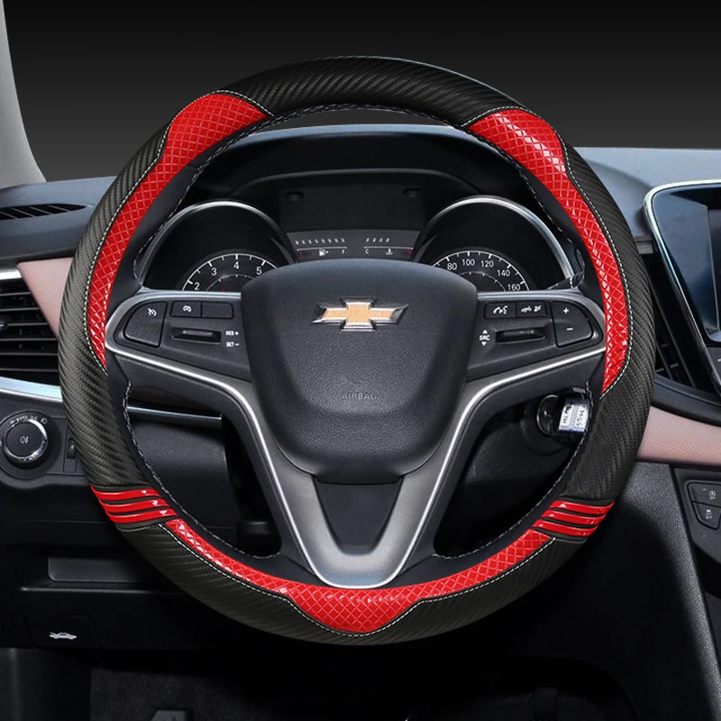 

38CM PU Leather Car Steering Wheel Cover Anti-slip for Chevrolet CRVALIER TRAX CAMERO MALIBU High Quality Auto Accessories