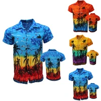 summer men print hawaiian shirt thin breathable t shirt casual short sleeve tops polyester comfortable tees fashion clothes