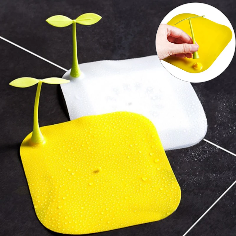 

1Pc Floor Drain Cover Cute Bean Sprouts Silicone Mat Kitchen Bathroom Sewer Deodorizer Take Shower
