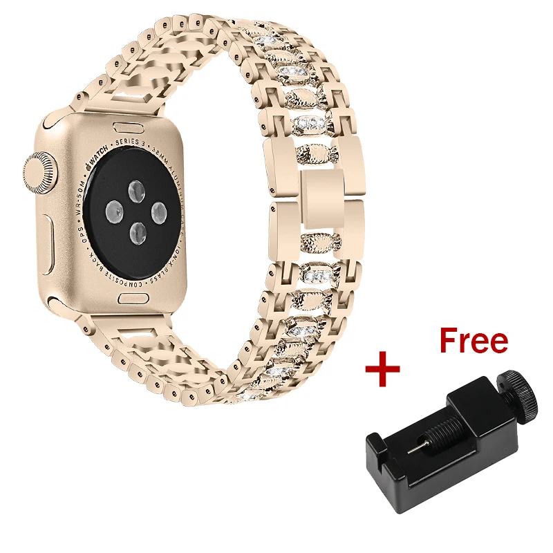 Champagne gold Ремешок Joyozy из нержавеющей стали для Apple Watch, серия 5, ремешок 40 мм, 44 мм, 38 мм, 42 мм, ремешок для часов, браслет, аксессуары для iWatch 4/3/2 - Цвет ремешка: Champagne gold
