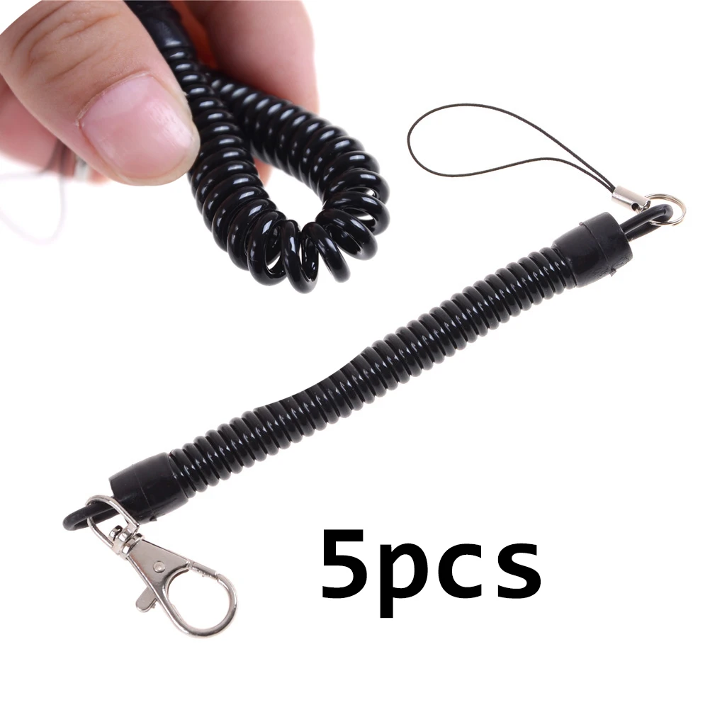 

Retractable Plastic Spring Elastic Rope Security Gear Tool For Airsoft Outdoor Hiking Camping Anti-lost Phone Keychain 5 Pcs