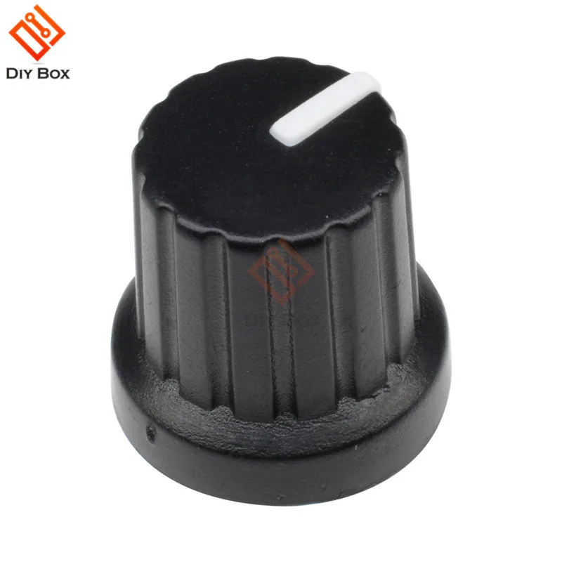 Ручка потенциометра WH148 черное отверстие вала пластиковые накатанные ручки с