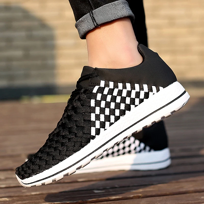 SMS Men Running Shoes Fashion Outdoor Woven Shoes Light Sports Shoes Flats Breathable Non-slip Wear-resistant Shoes Sneakers