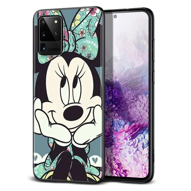 Black Cover Minnie Mouse For Samsung Galaxy A73 A33 A72 A71 A52 A51 A22 A12 A32 A21S 4G 5G Silicone Soft Black Phone Case