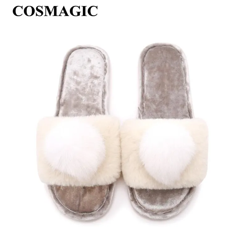 Женские меховые тапочки comagic зимние легкие домашние из искусственного меха с