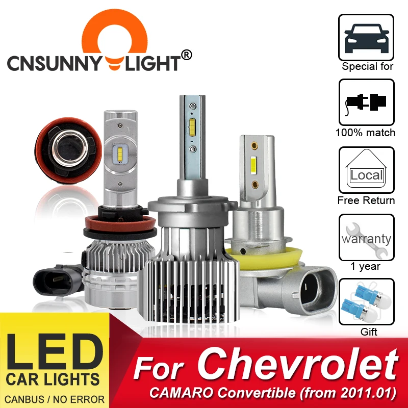 CNSUNNY светильник H11 Светодиодный для автомобиля лампа Chevrolet CAMARO/кабриолет от 2011 01