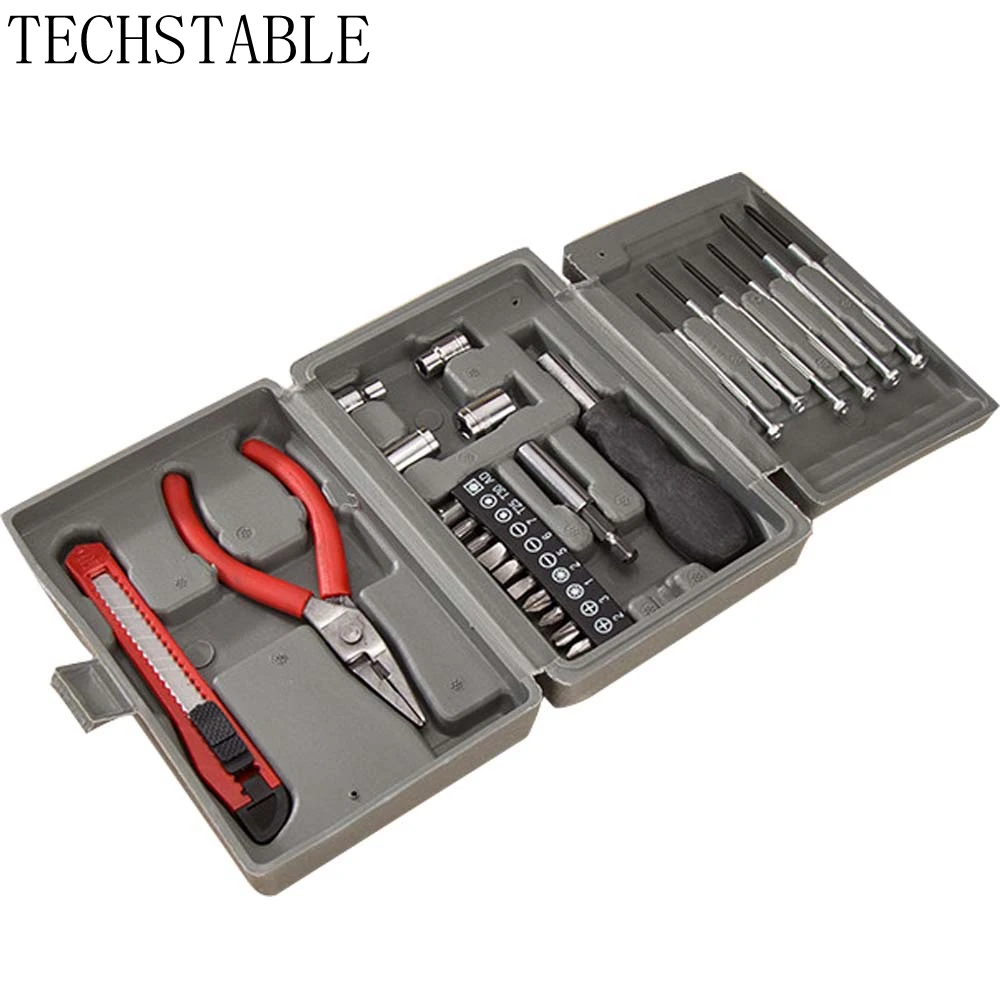 

TECHSTABLE 24 PCS Multi-functional home toolkit tool combination suit Screwdriver combination sets with toolbox
