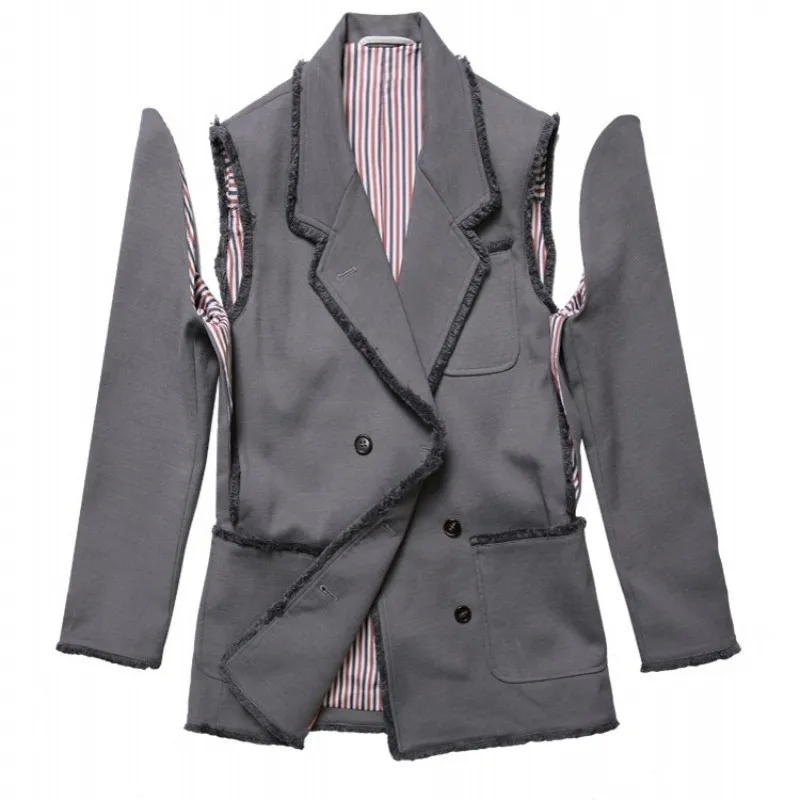 Новый дизайнерский женский жилет с рукавами сексуальный Блейзер кисточками