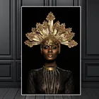 Золотая Корона африканская Картина на холсте женщина Черное золото сексуальная модель художественный постер домашний настенный художественный холст украшение картины