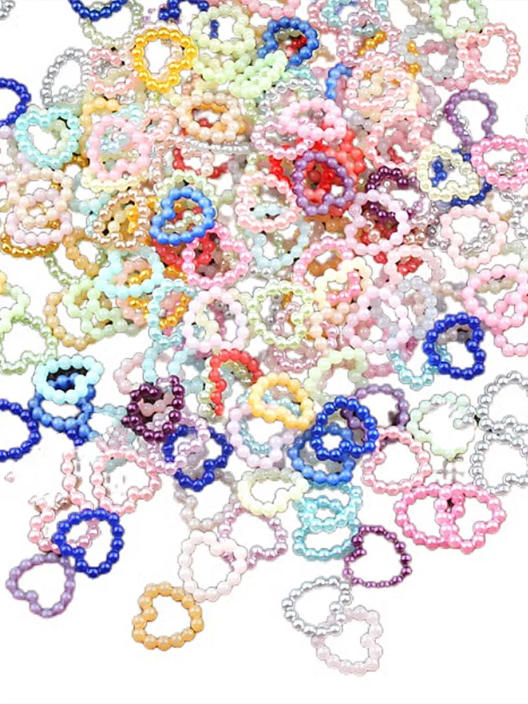 

100pcs/lot Heart & Star White Flat Back ABS Simulated Pearls Beads for Phone Wedding Embellishments DIY Jewelry Material 11MM