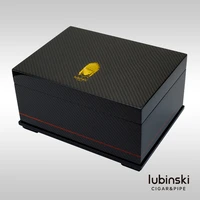 lubinski business carbon fiber cedar wood travel humidor whumidifier hygrometer cigar case cigars humidor box for cohiba new