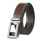 Ремень мужской кожаный коричневый с автоматической пряжкой
