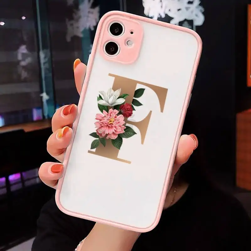 

26 English letter flower Phone Cases matte transparent For iphone 7 8 11 12 plus mini x xs xr pro max cover