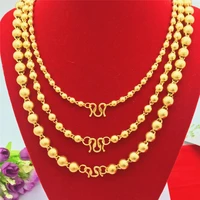 gold 18k ball necklace for men wedding engagement matte yellow sand bead chain jewelry christmas hiphop man gift for boyfriend
