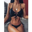 Женский раздельный купальник, Раздельный купальник с завязкой, высокая талия, пляжная одежда, 2021