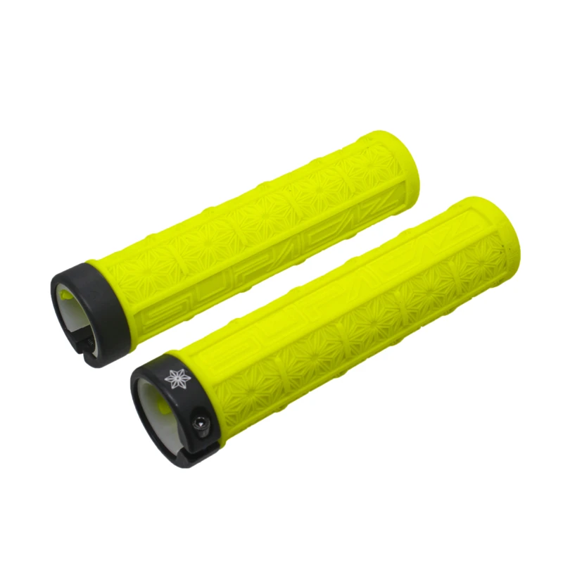 yellow Supacaz MTB велосипедный руль набор силиконовых ручек для внедорожника односторонний замок амортизация анти-скольжение удерживающие ручки 9 цветов - Цвет: yellow