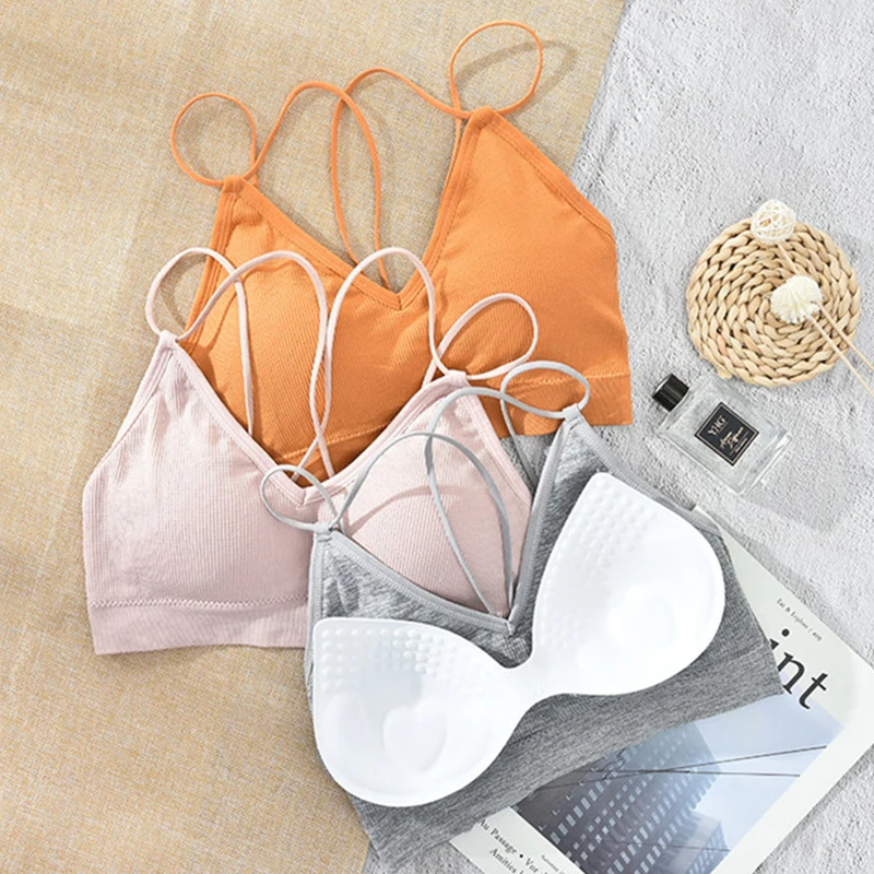 Женский бюстгальтер на бретельках пикантный с открытой спиной и треугольной