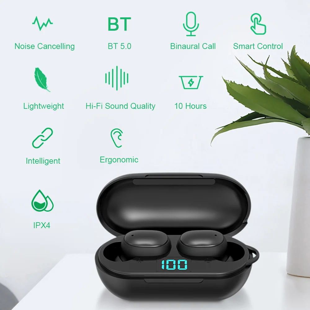 Настоящие беспроводные наушники Bluetooth 5 0 с микрофоном TWS шумоподавлением и