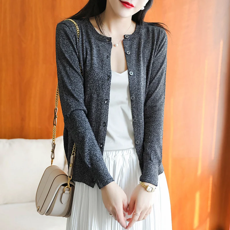 

2021 Spring Autumn,Women's Sweater,Round Neck Wool Cardigan,Knitted Base,Solid Color,Korean Version,Loose Jacket,Special Price