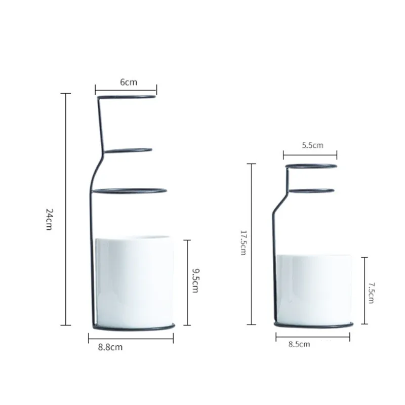 Минималистичная керамическая Цветочная ваза в скандинавском стиле с железным