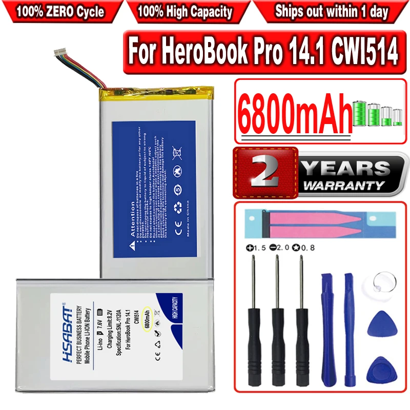 

Аккумулятор HSABAT 6800 мАч для ноутбука Chuwi HeroBook Pro 14,1 CWI514 10PIN 7line