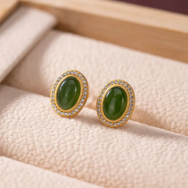 

2020 новая мода высокое качество S925 серебро позолоченного серебра инкрустированные (Hetian) нефрита Jade Jasper дикий натурального нефрита темпераме...