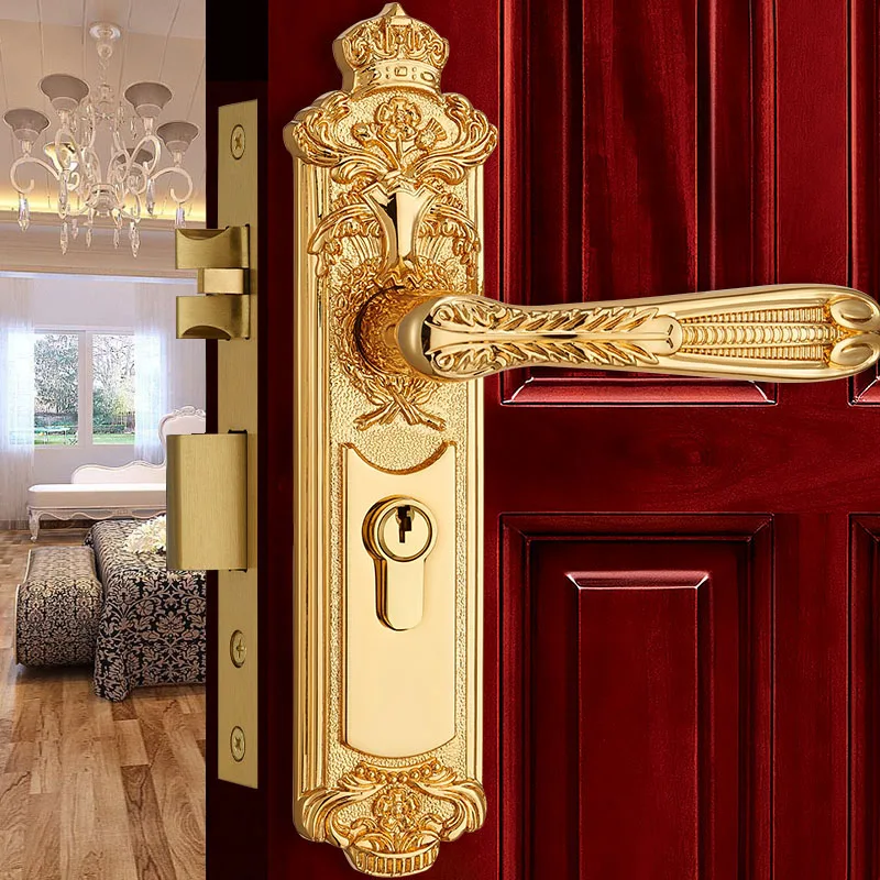 Европейский деревянный дверной замок золотые Твердые латунные замки для комнат