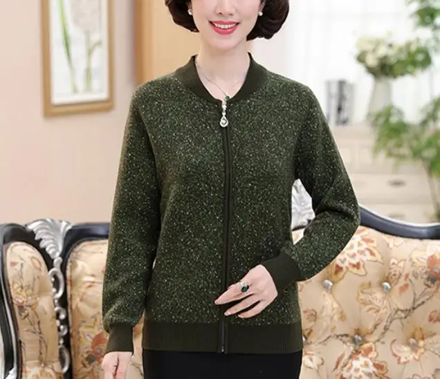 Женский кашемировый свитер среднего возраста сезон весна-осень кардиган с