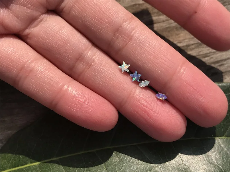 Серьга для пирсинга из нержавеющей стали 316L 16 г с опалом в форме глаза | Украшения