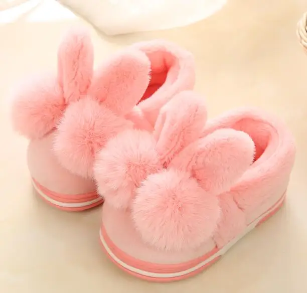 Детские зимние домашние тапочки с бантом детские для маленьких девочек