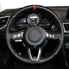 Ручной работы из натуральной кожи, черного цвета крышка рулевого колеса для Toyota Yaris Mazda 3 Axela Mazda 6 Atenza CX-3 CX-5 CX-9 2017-2019