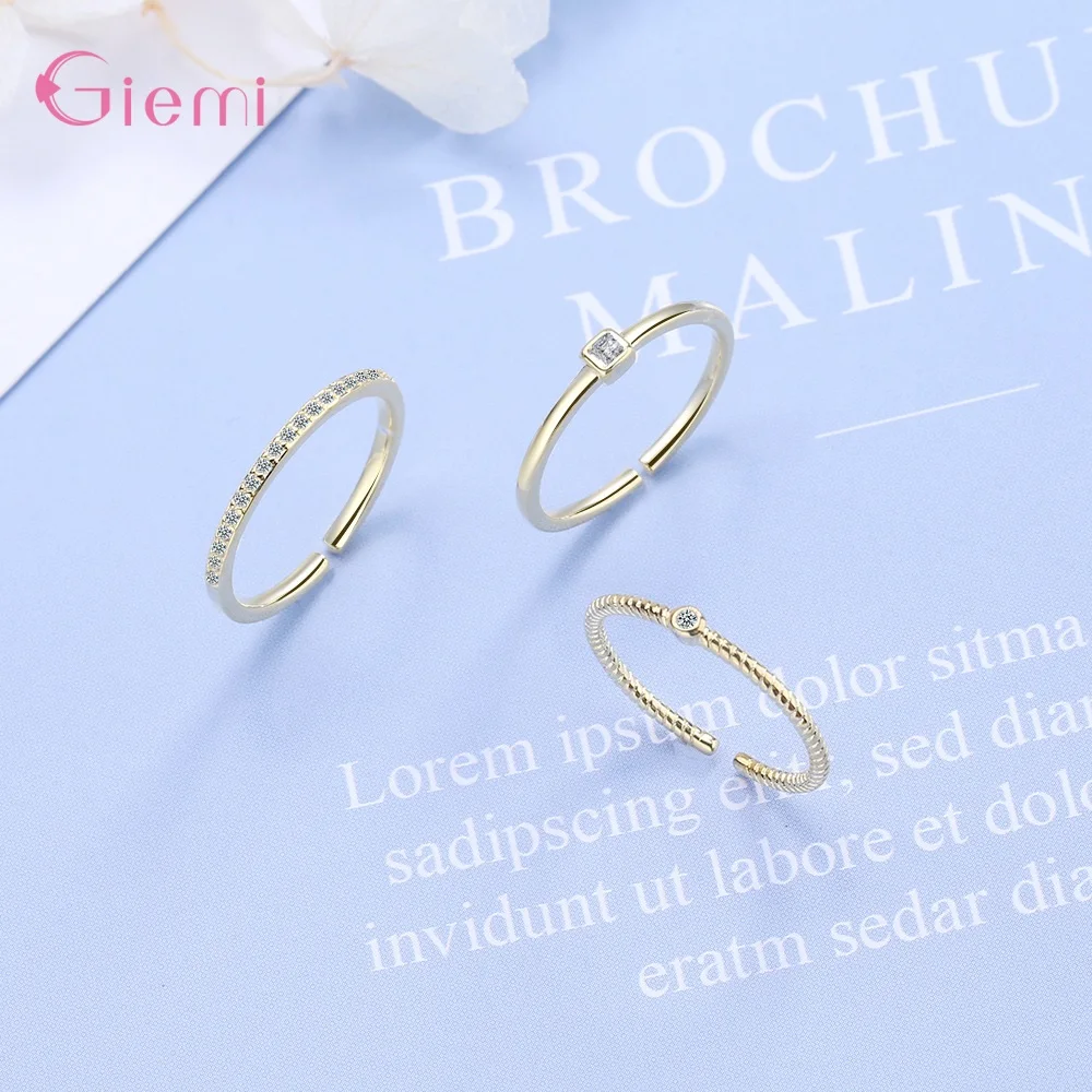 

Luxury Gold Round Zircon Adjustable Rings For Women Man Classic Geometric Three Multi-Layer Open Ring Jewelry Wholesale