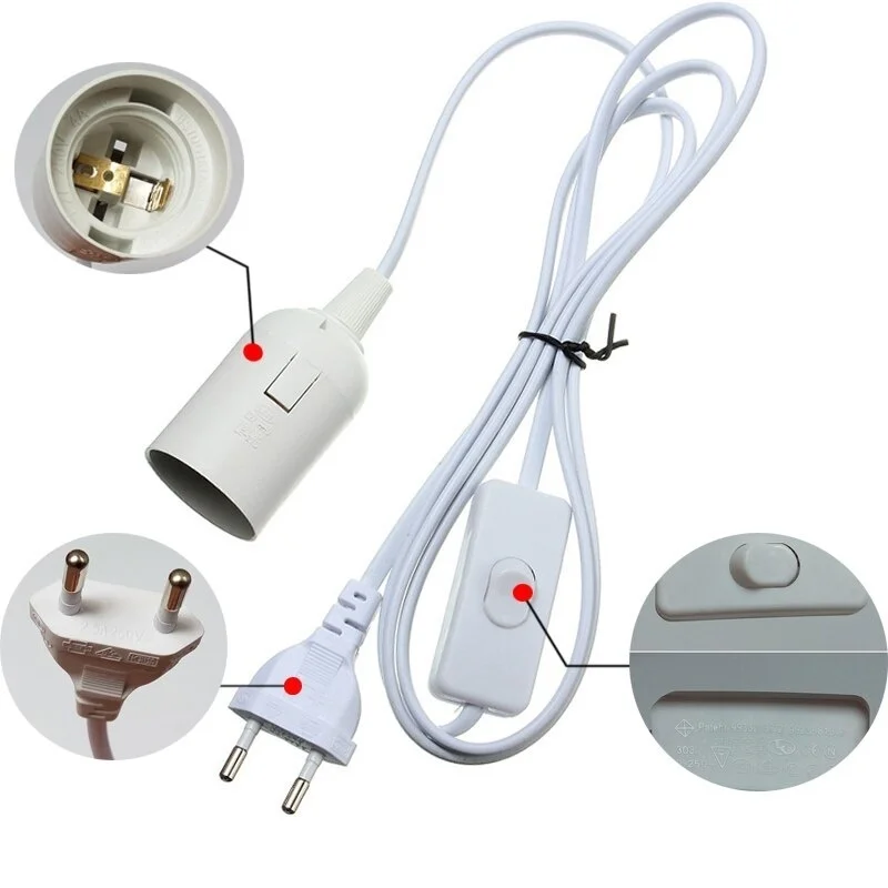 

Bases de lámpara colgante E27, Cable de alimentación de 1,8 m, adaptador de lámpara colgante con interruptor de Cable para