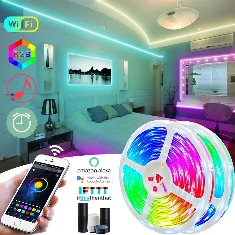 

10M 5050 RGB LED Strip Light Waterproof Diode Tape flexible led Ribbon DC 12V Adapter+IR Remote or Bluetooth rgb Remote
