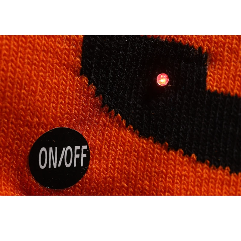 Детская вязаная шапка на Хеллоуин для мальчиков и девочек светодиодная теплая