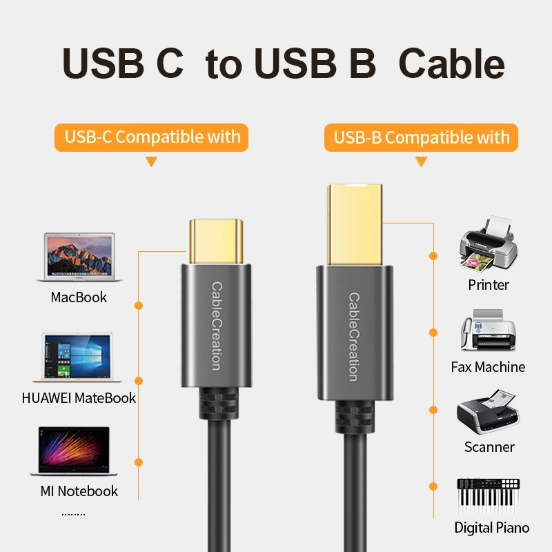 Type c кабель принтер Кабель для принтера CableCreation USB Type-C к B 2 0 MacBook Pro Epson HP Canon Brother Samsung