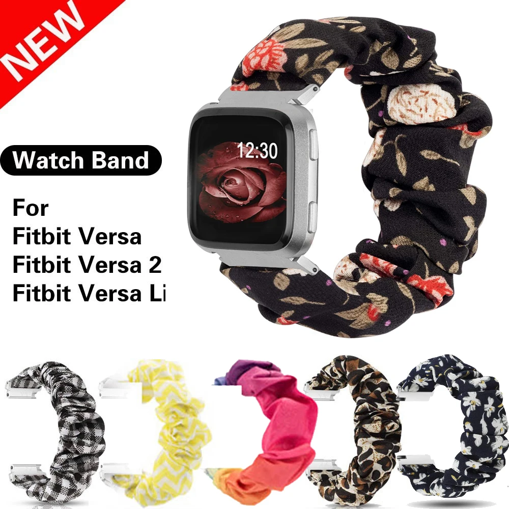 Scrunchies Elastic Bands for Fitbit Versa Women Soft Woven Leisure Strap Replacement Elastic Fabric Band for Versa 2/Versa Lite