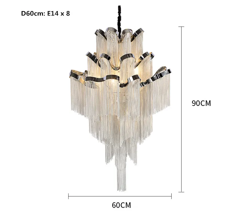 D60cm 6 light Post Современная тарелка с алюминиевой кисточкой светодиодный подвесной светильник вилла отель блеск кисточкой E14 Lamparas Colgantes подвесной светильник - Цвет корпуса: D60cm 6 light
