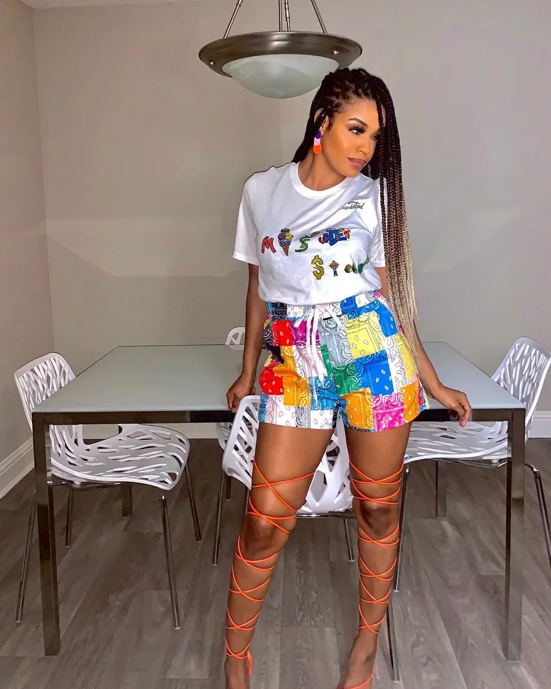 

Print Patchwork Casual Shorts Women Summer Hot High Waist Drawstring Short Sweatpants Streetwear Short Pants