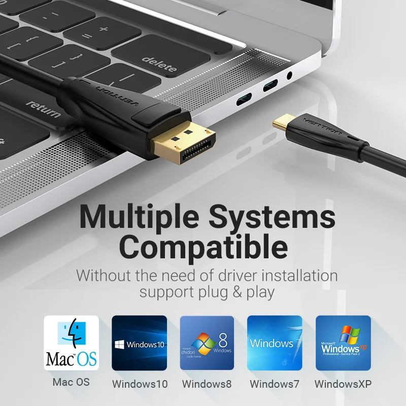 Vention USB C к DP 1 4 кабель 8K 60Hz Тип DisplayPort конвертера для Lenovo MacBook Pro TV Monitor Type-C - купить по