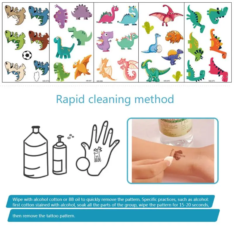 

70 Tattoos (Pack of13 Sheets) Waterproof Dinosaur StickersTemporary Tattoos Kids