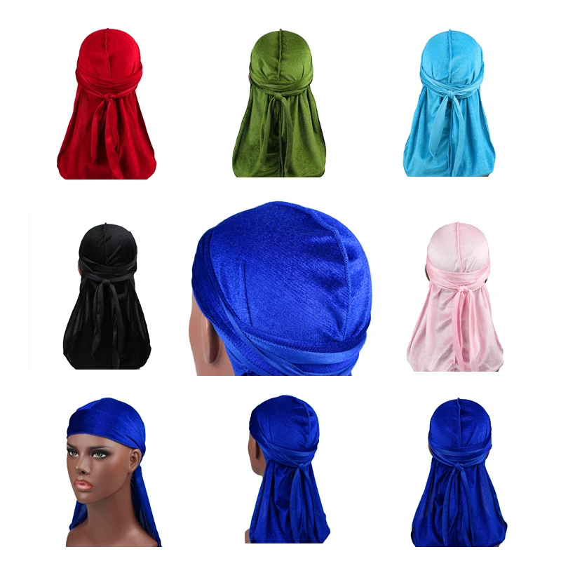 Мужская и женская бархатная бандана Durag летняя дышащая Бандана с удлиненным