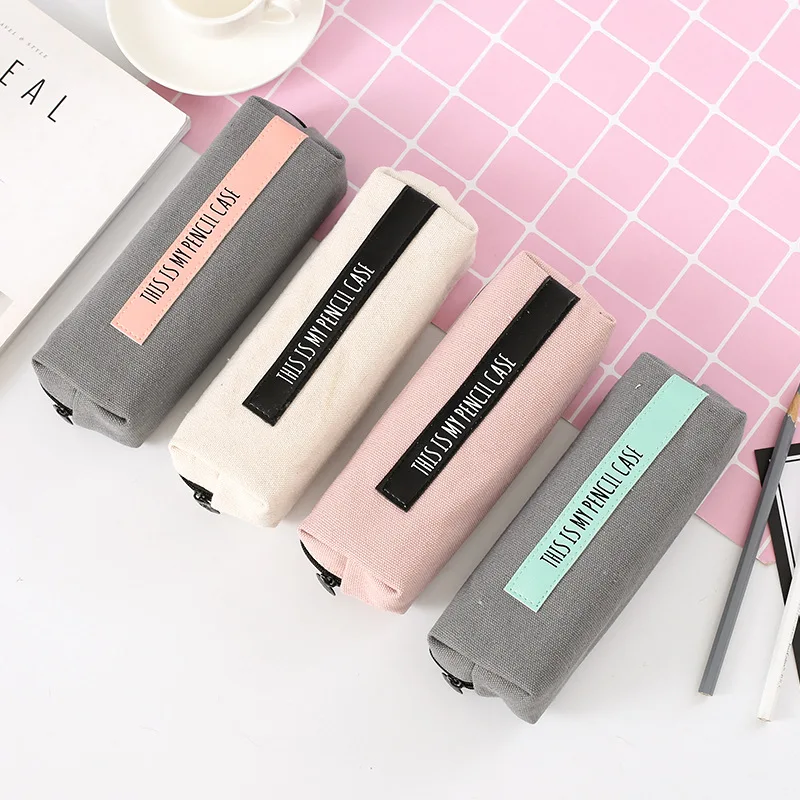 Простой Текстовый пенал холст школьные принадлежности канцелярские подарок