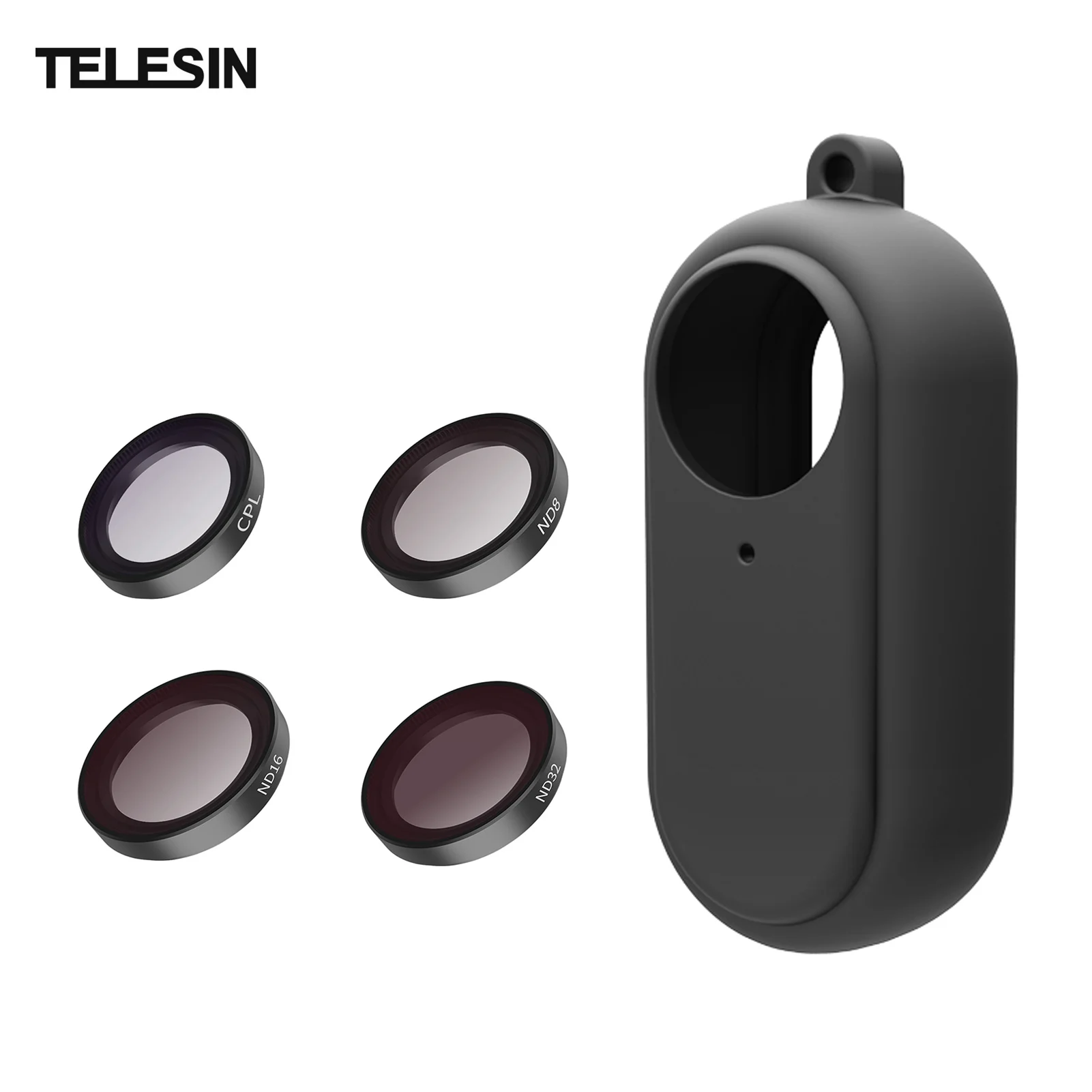 

TELESIN Camera Filter Kit with 4pcs Filters(CPL + ND8 + ND16 + ND32) + Soft Silicone Protective Cover for Insta360 GO2 Camera